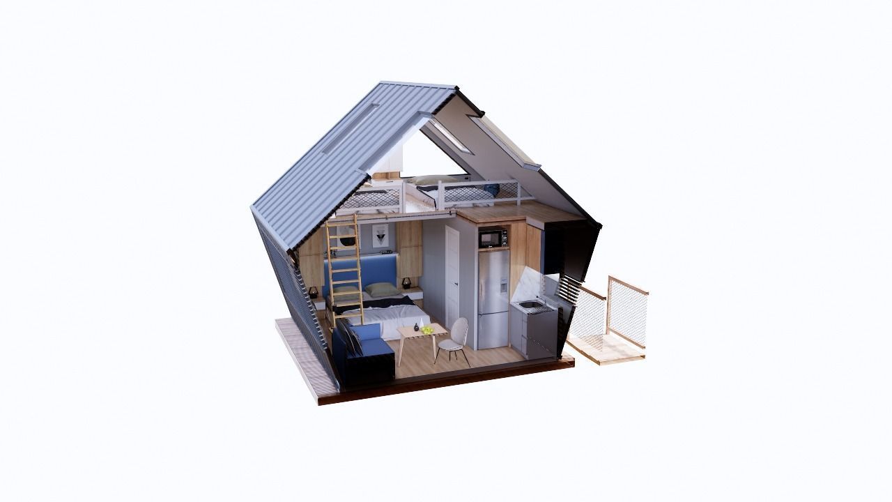 modern vacation residential house 3d model Low-poly 3D model_16