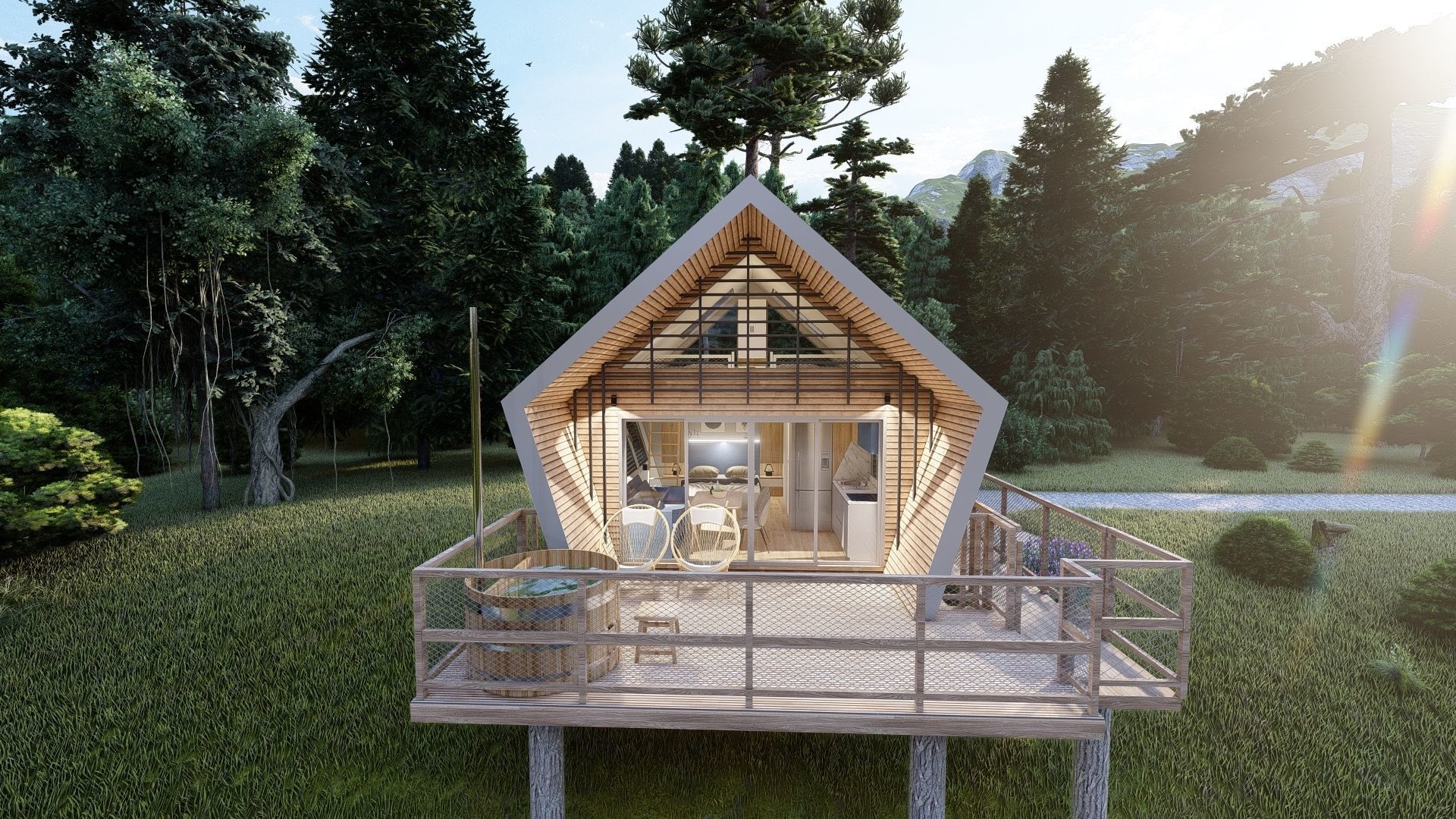 modern vacation residential house 3d model Low-poly 3D model_13