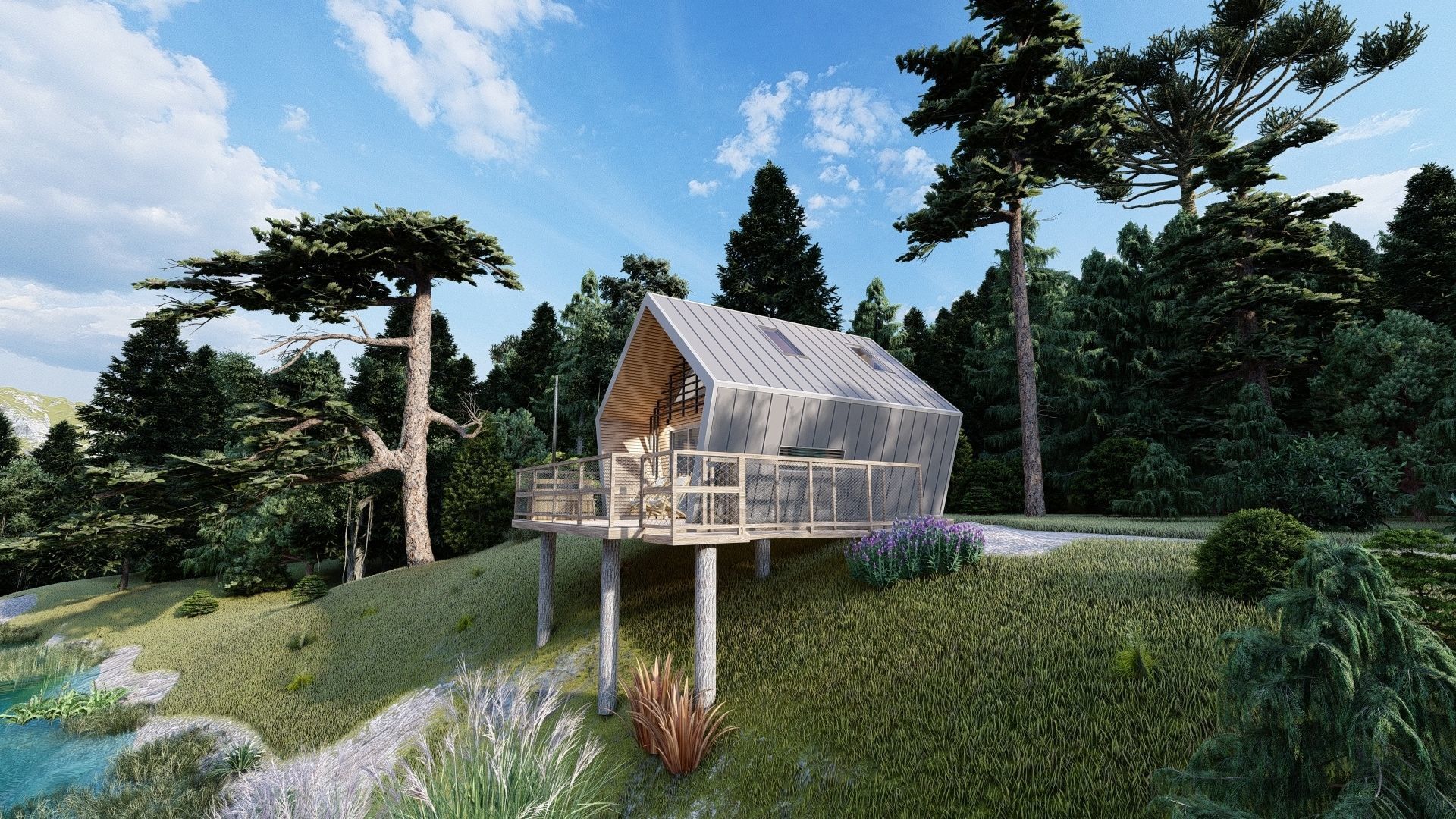 modern vacation residential house 3d model Low-poly 3D model_24