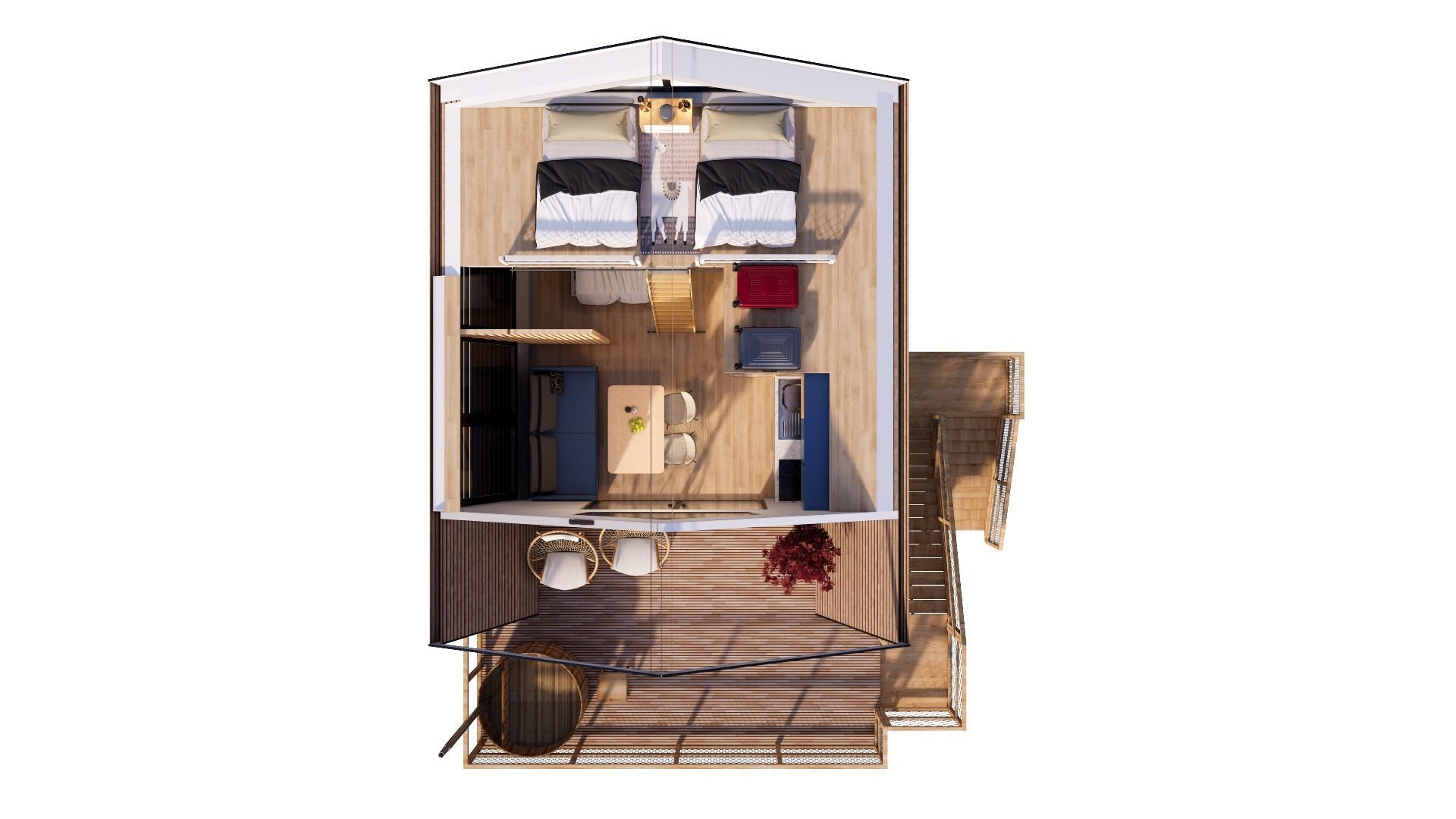 modern vacation residential house 3d model Low-poly 3D model_10