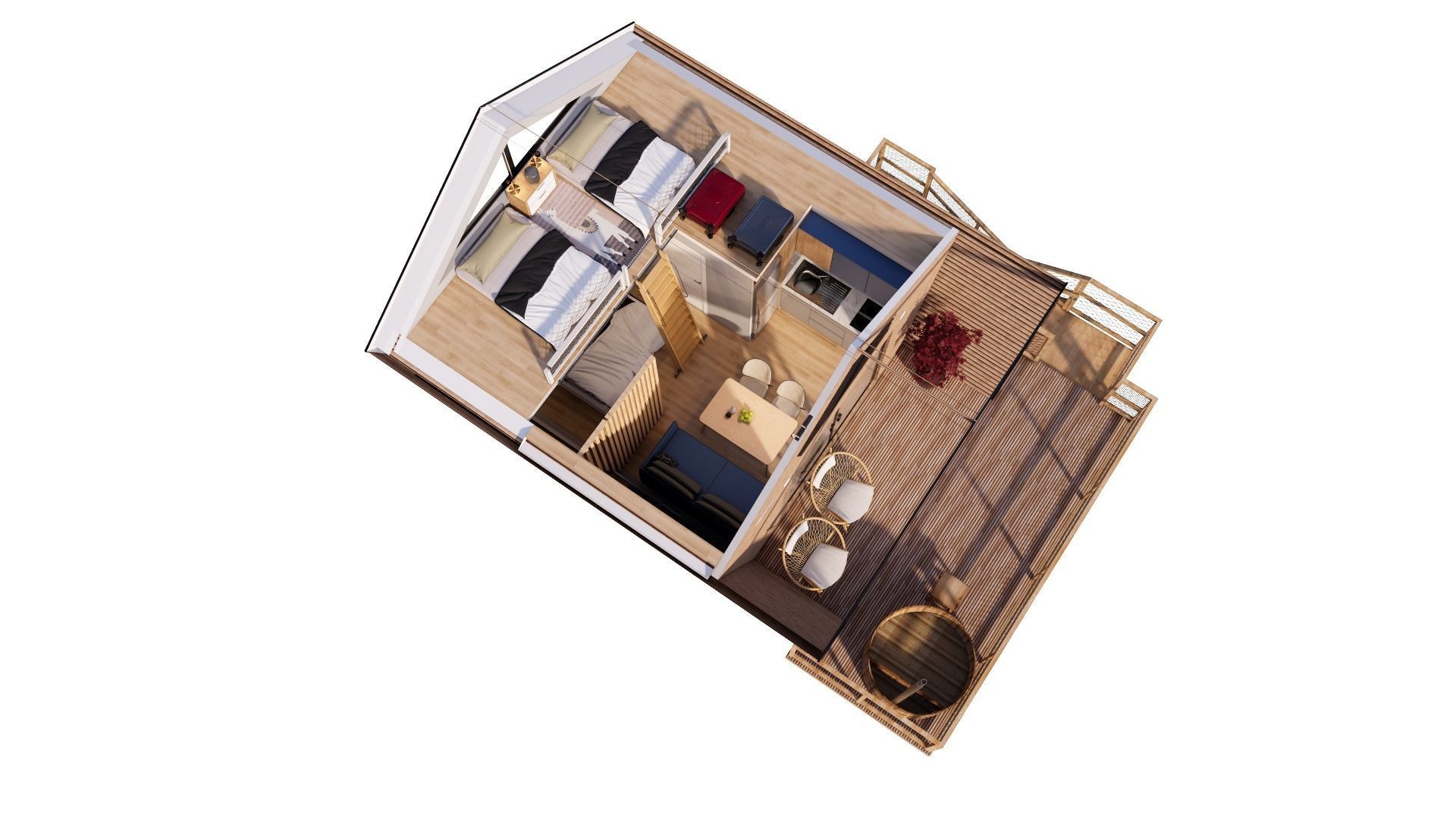 modern vacation residential house 3d model Low-poly 3D model_9