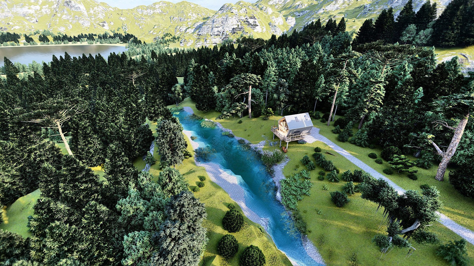 modern vacation residential house 3d model Low-poly 3D model_25