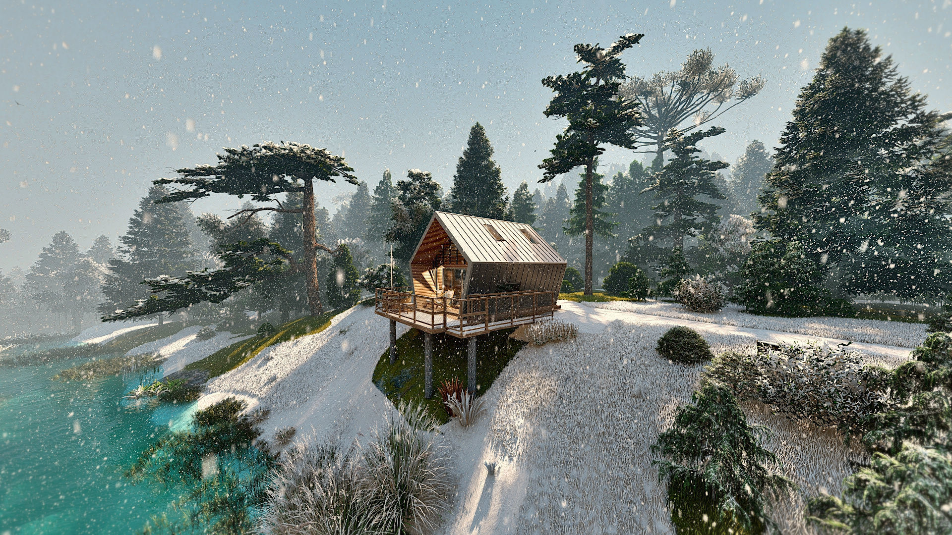 modern vacation residential house 3d model Low-poly 3D model_22