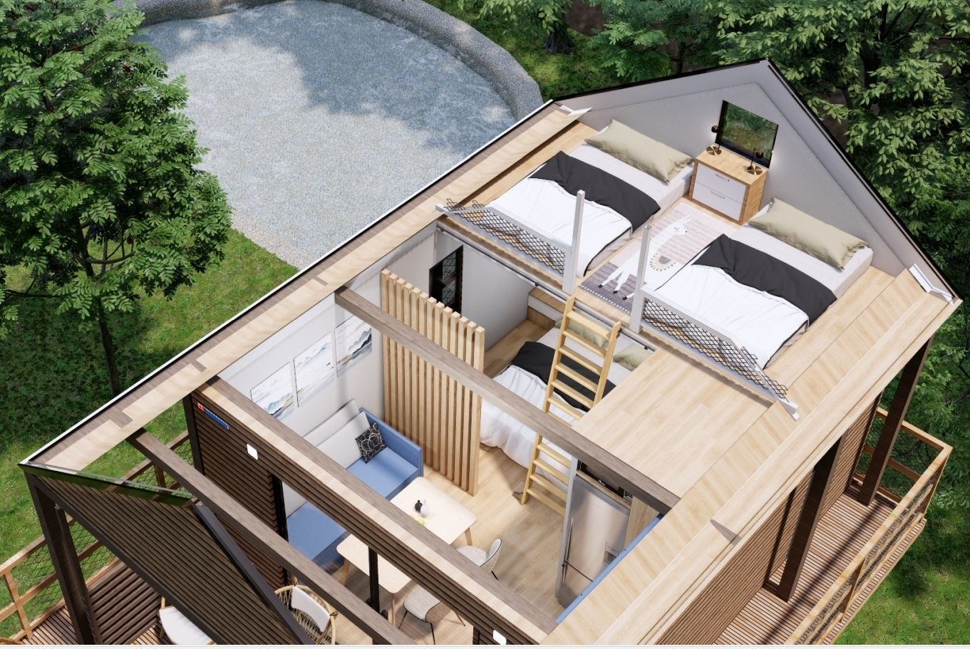 modern vacation residential house 3d model Low-poly 3D model_20