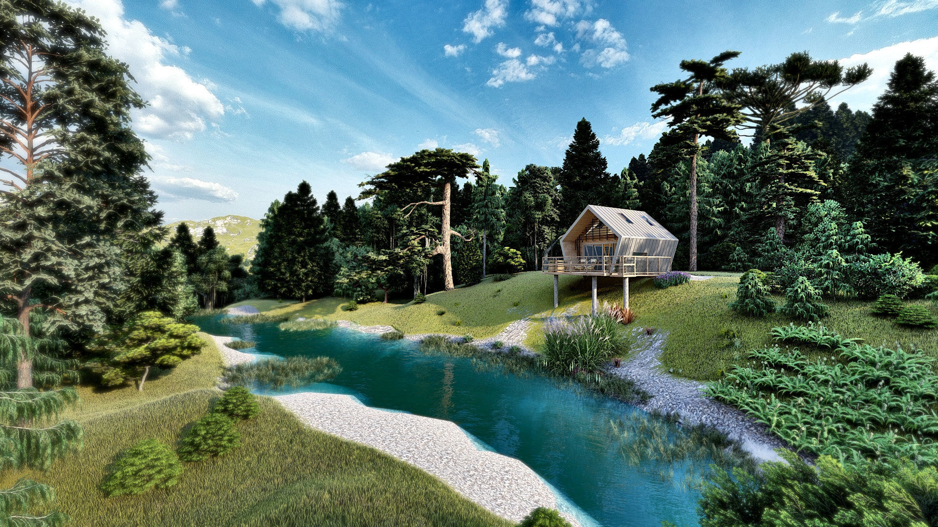 modern vacation residential house 3d model Low-poly 3D model_21