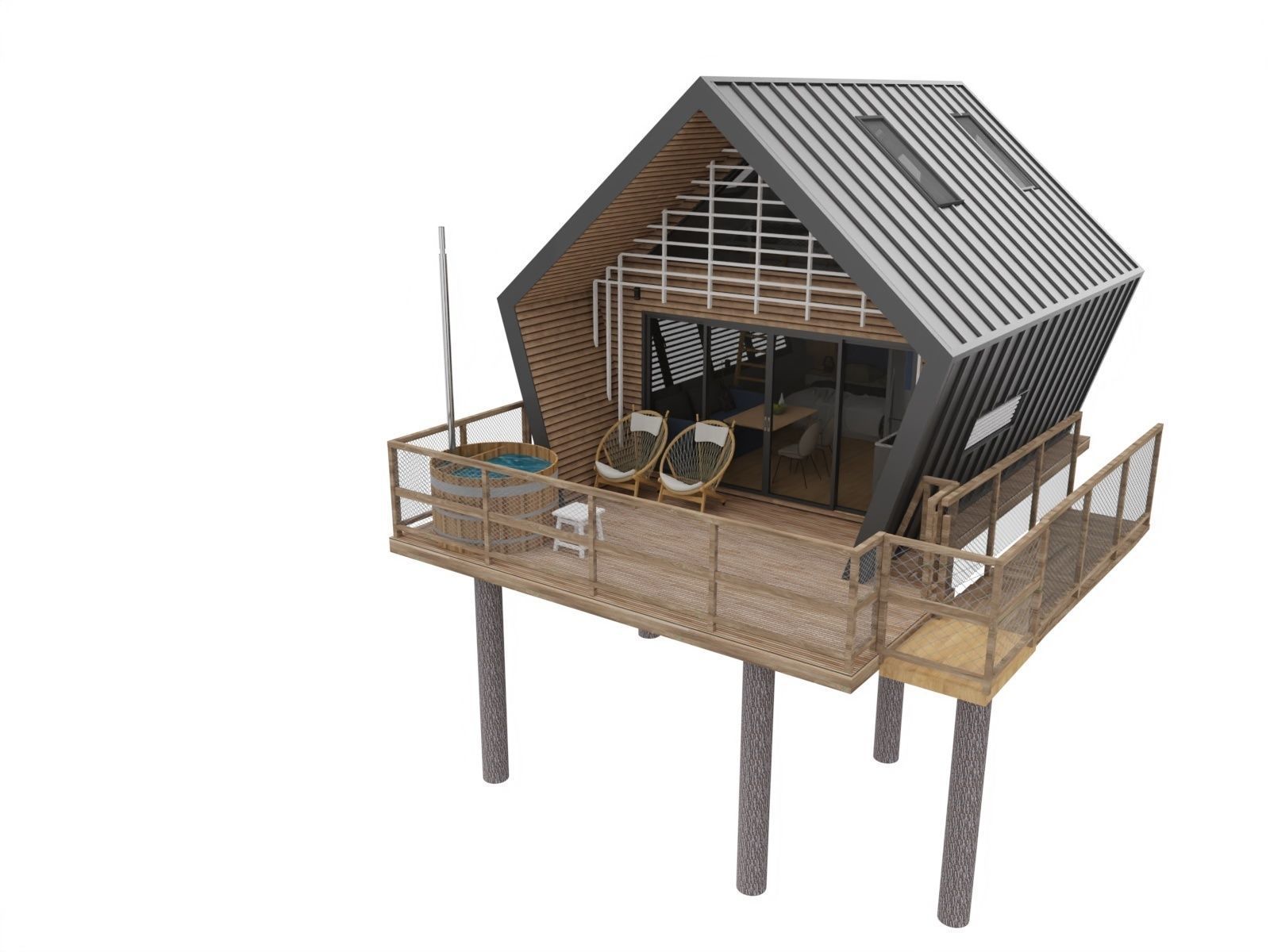 modern vacation residential house 3d model Low-poly 3D model_26