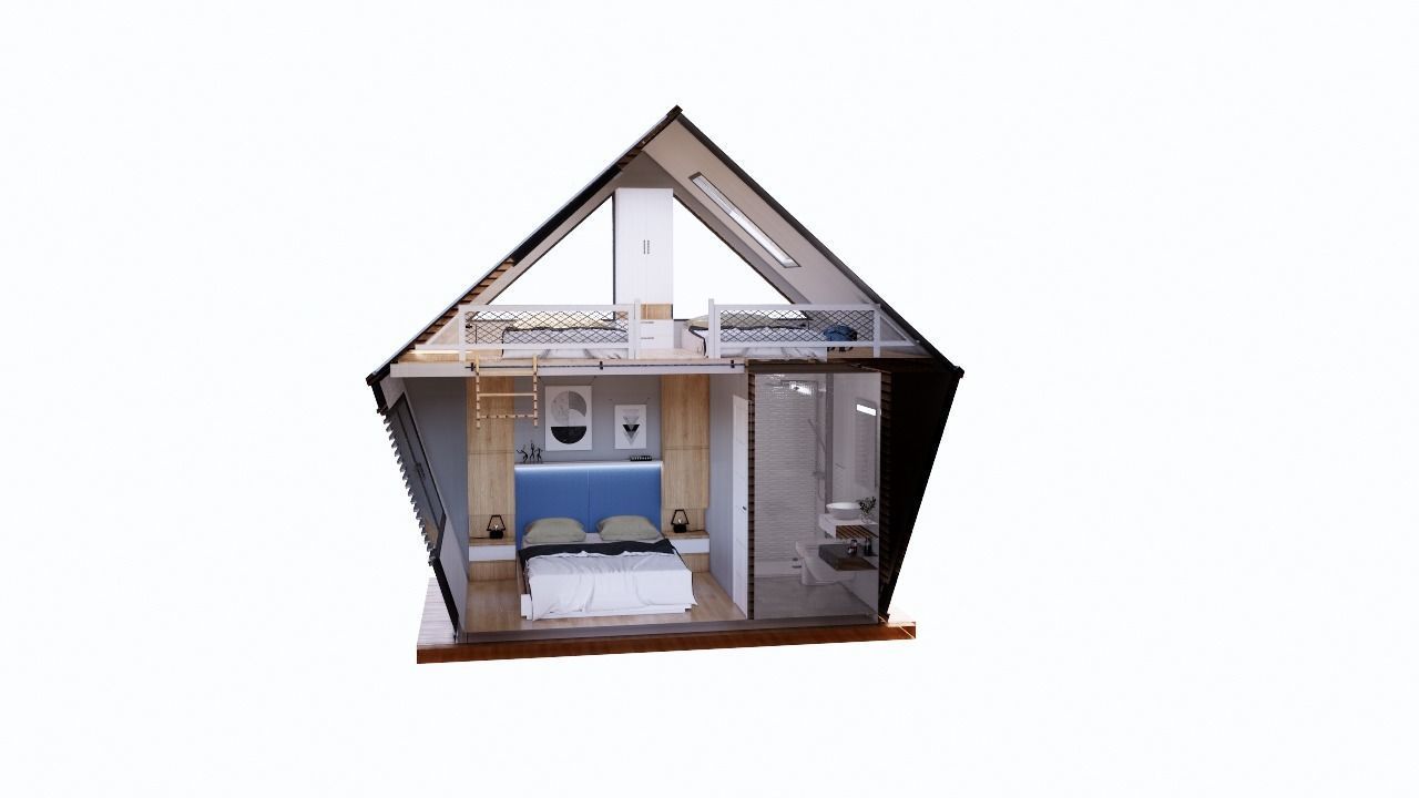 modern vacation residential house 3d model Low-poly 3D model_17