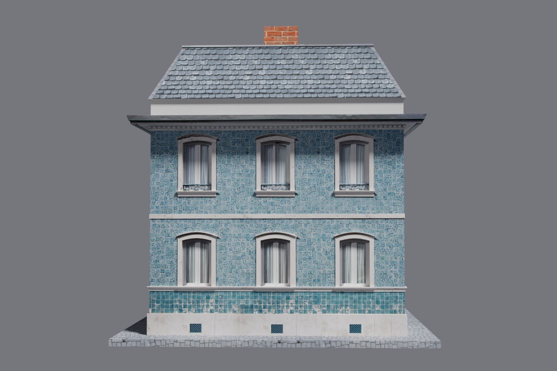 Old Building Low-poly 3D model_6