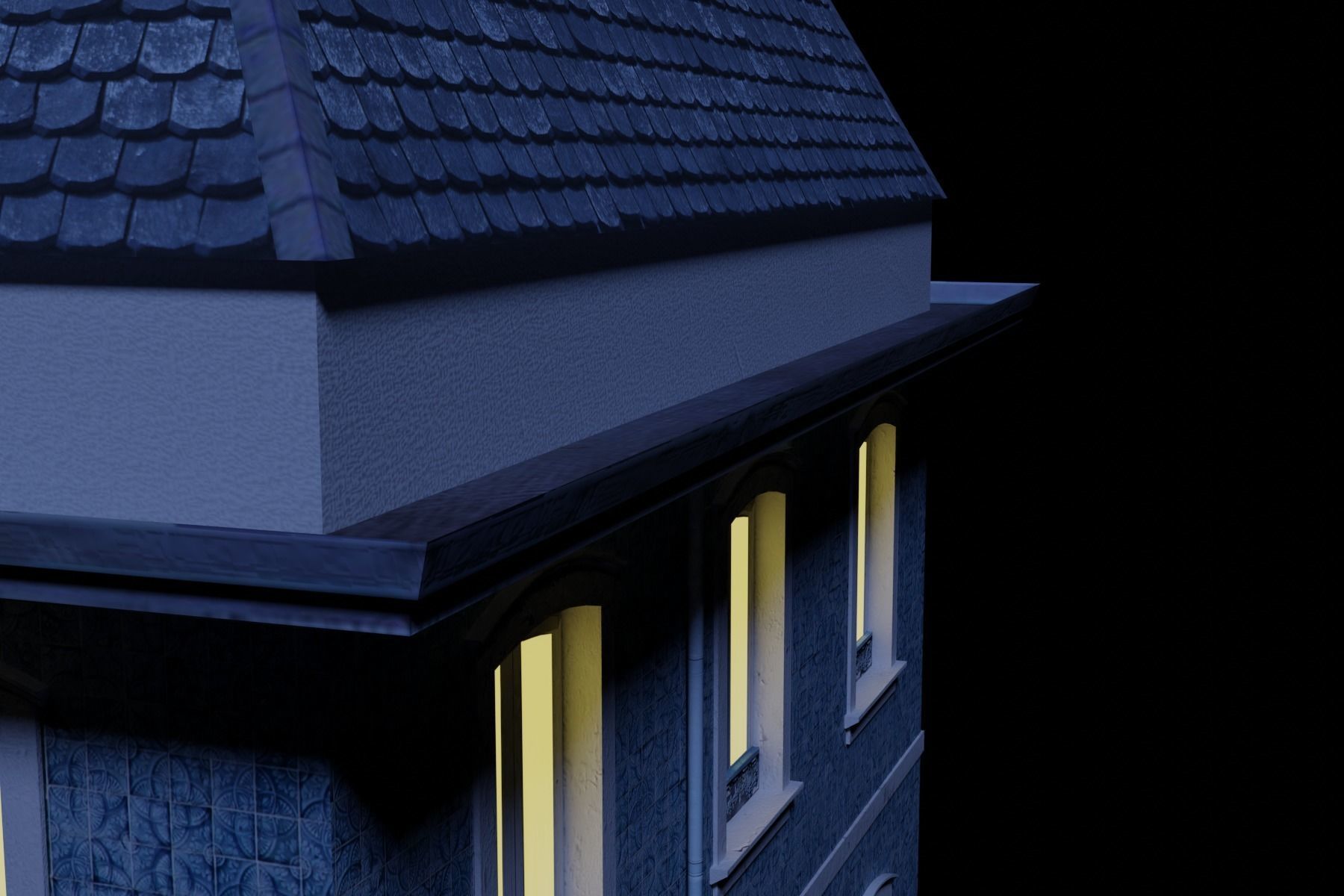 Old Building Low-poly 3D model_32