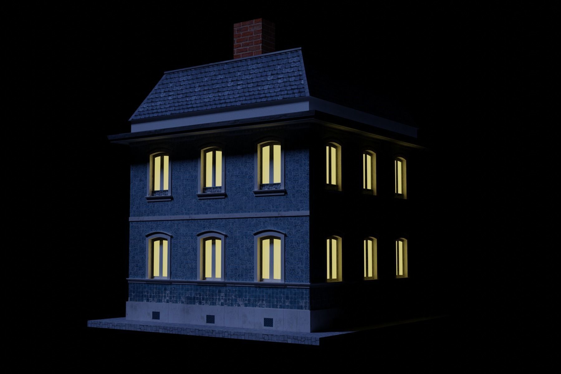 Old Building Low-poly 3D model_22