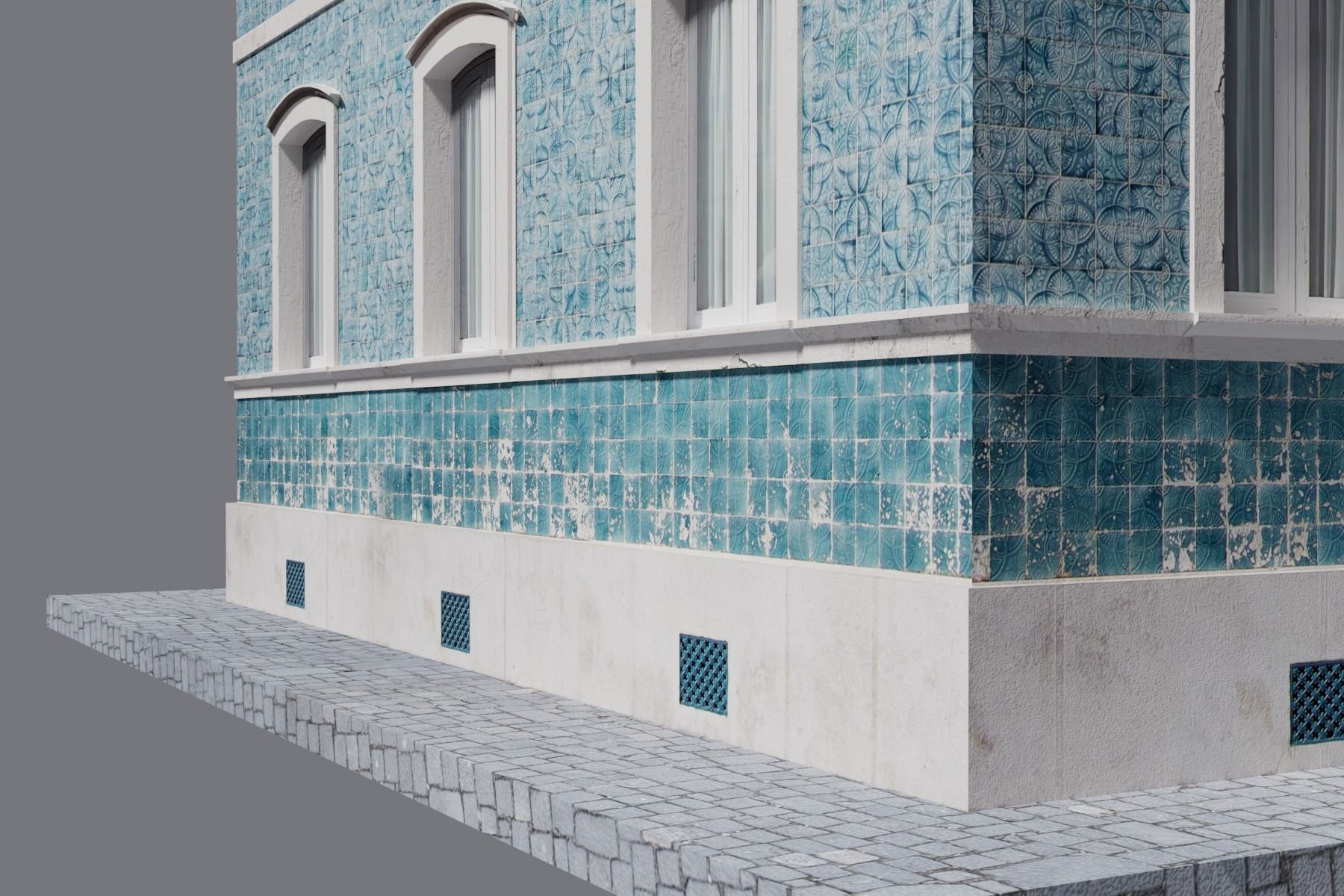 Old Building Low-poly 3D model_10