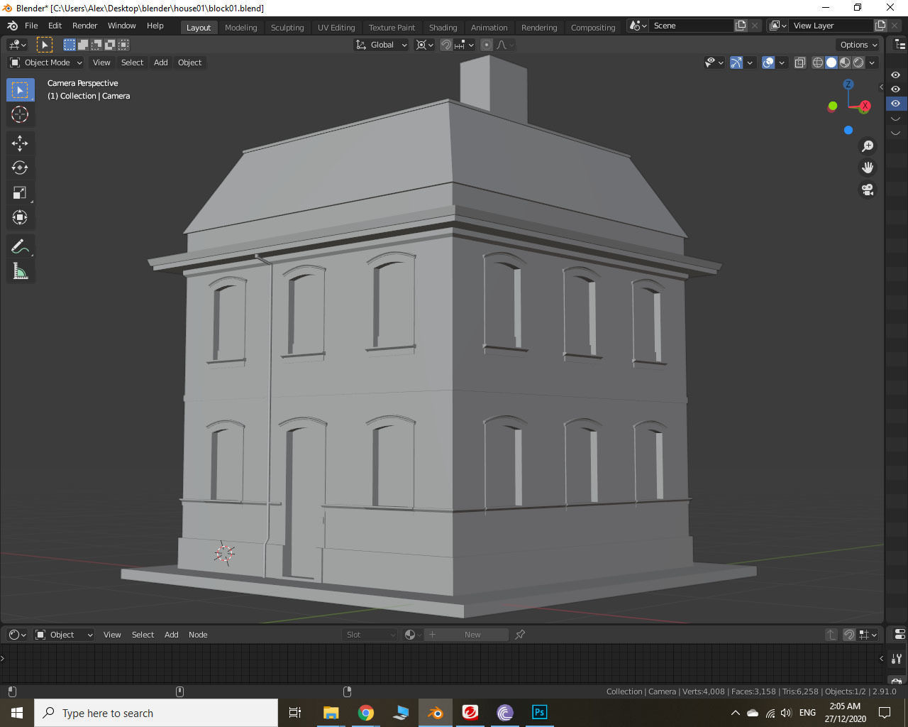 Old Building Low-poly 3D model_36