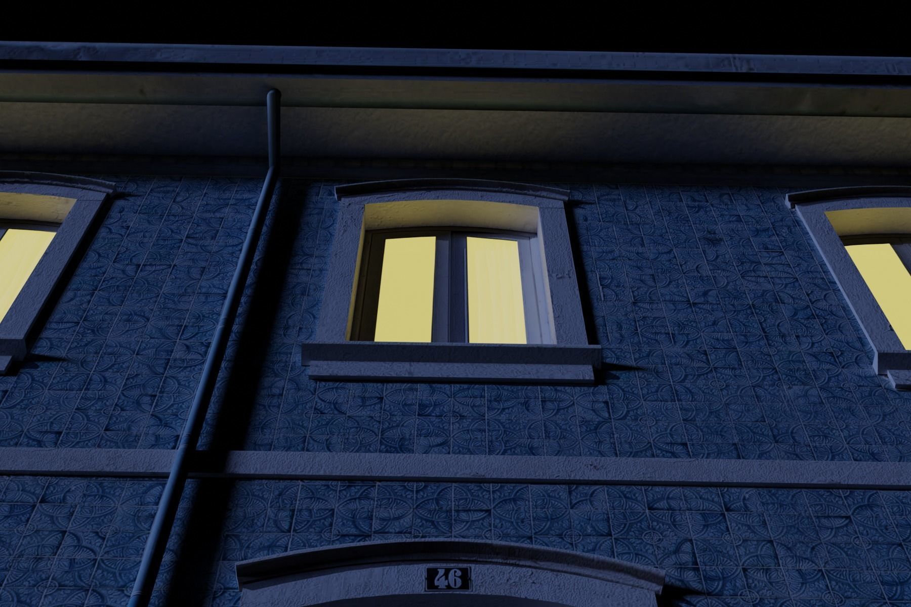 Old Building Low-poly 3D model_31