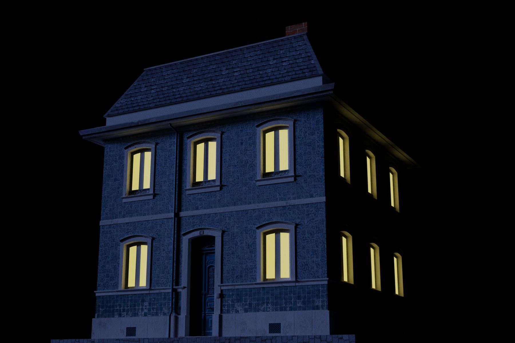 Old Building Low-poly 3D model_29