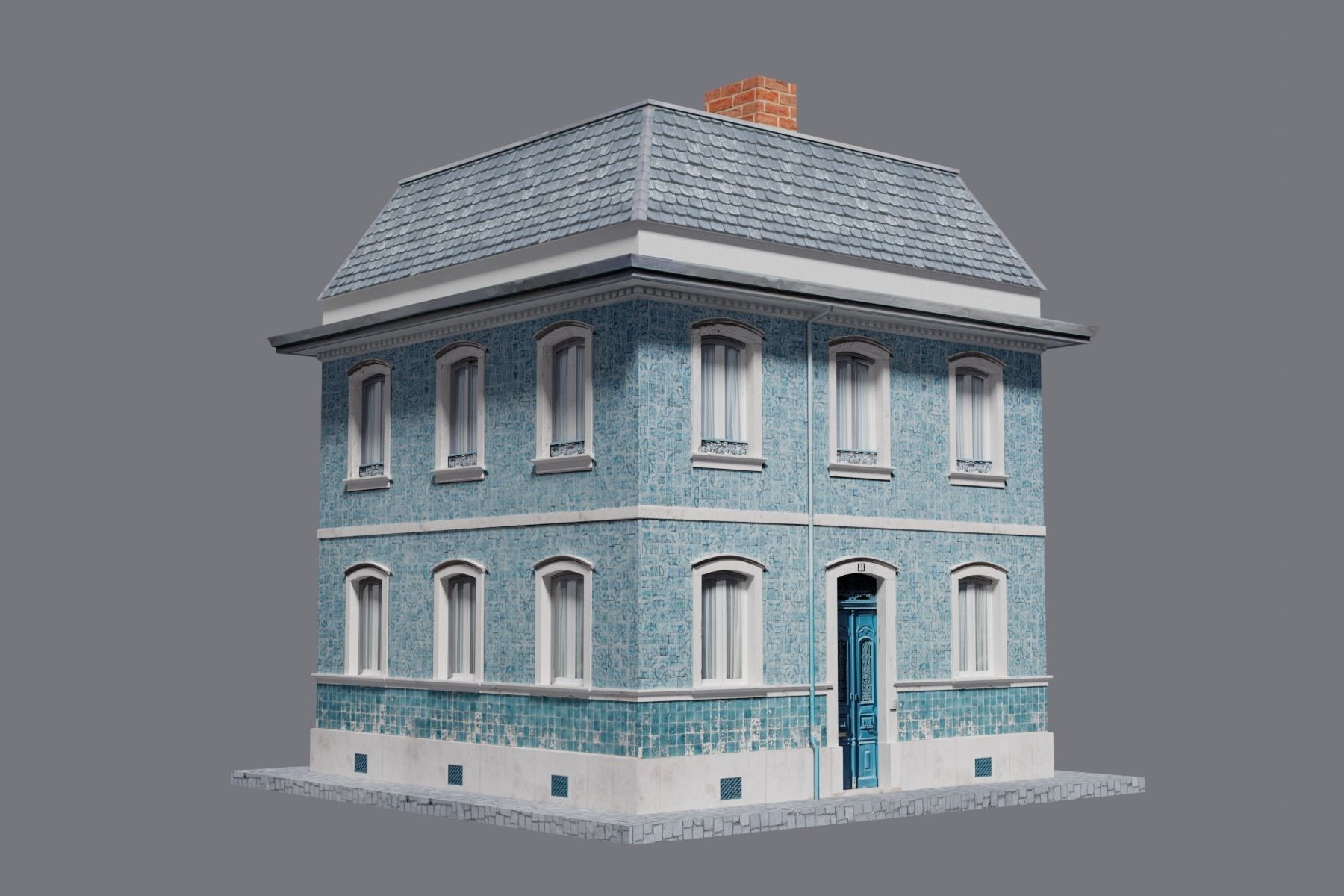 Old Building Low-poly 3D model_2