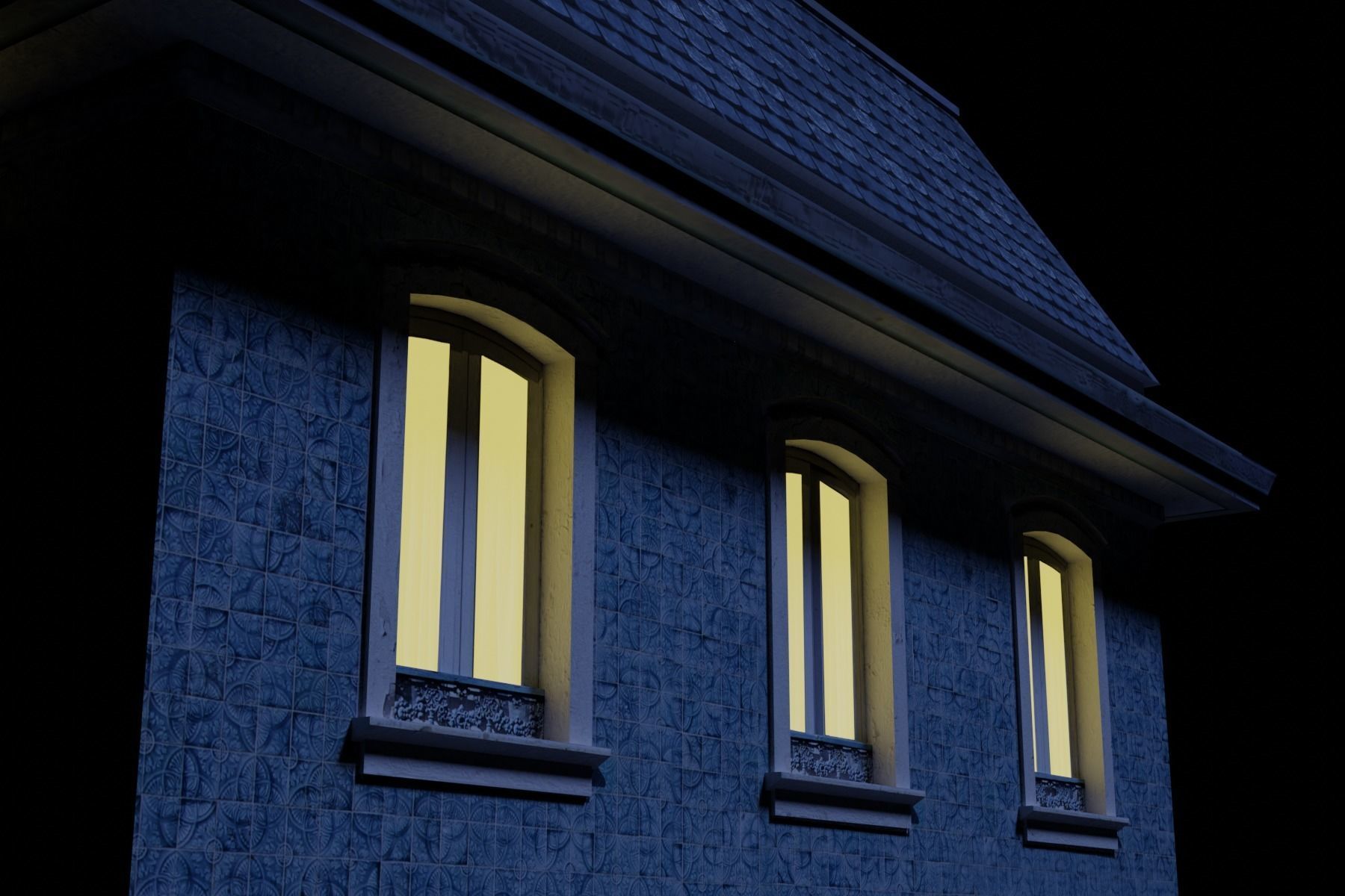 Old Building Low-poly 3D model_27