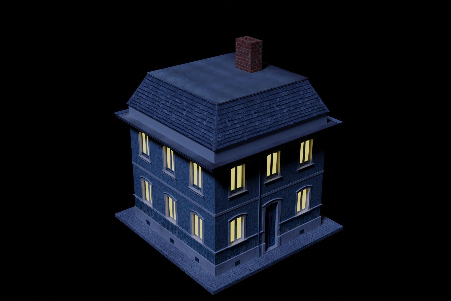Old Building Low-poly 3D model_25