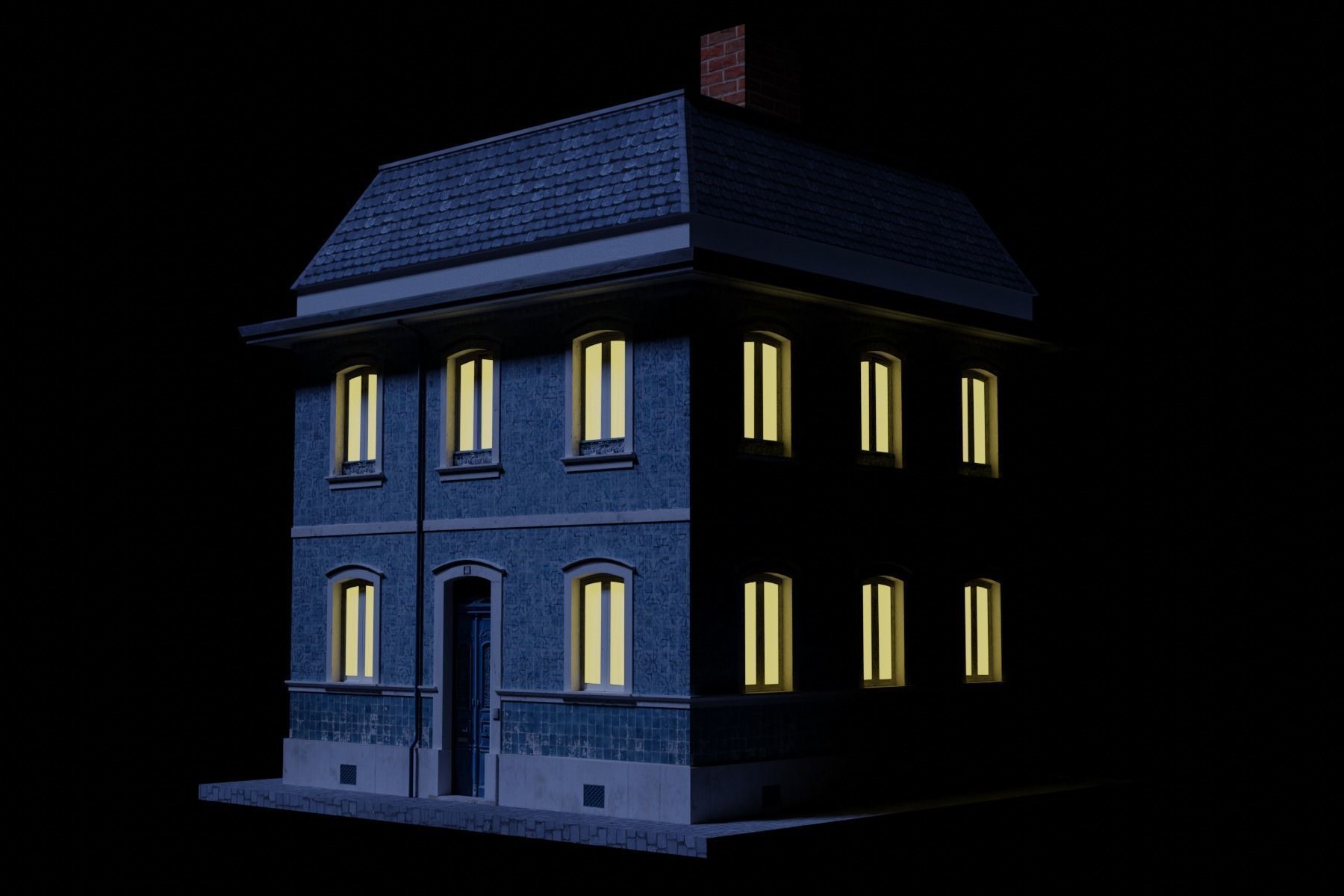 Old Building Low-poly 3D model_1