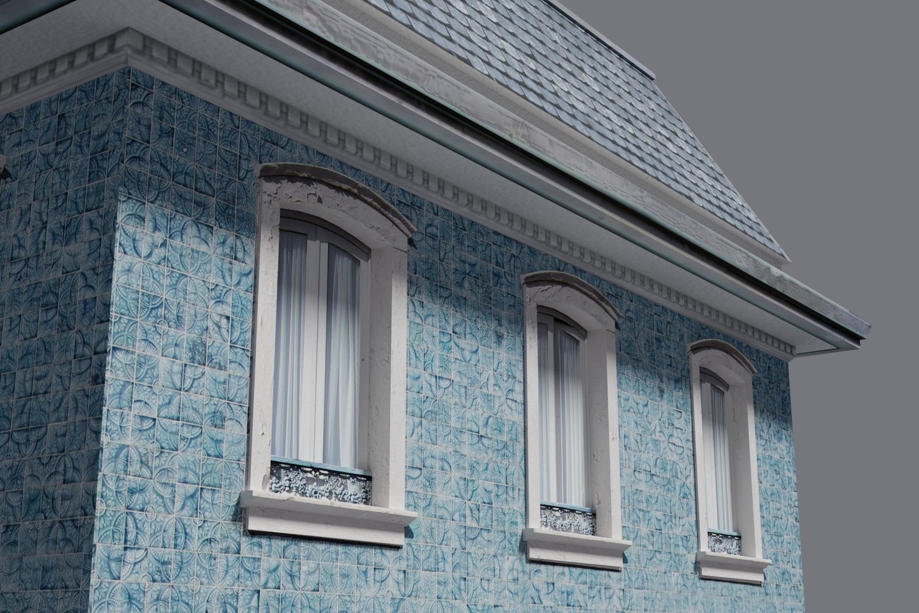 Old Building Low-poly 3D model_9