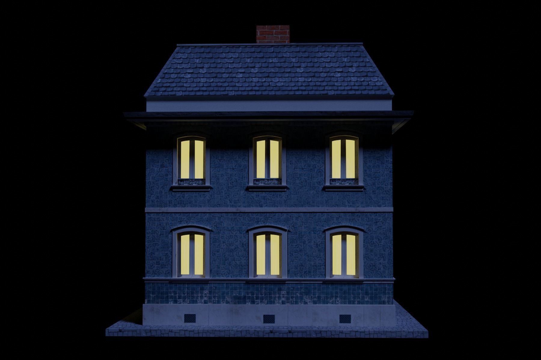 Old Building Low-poly 3D model_24
