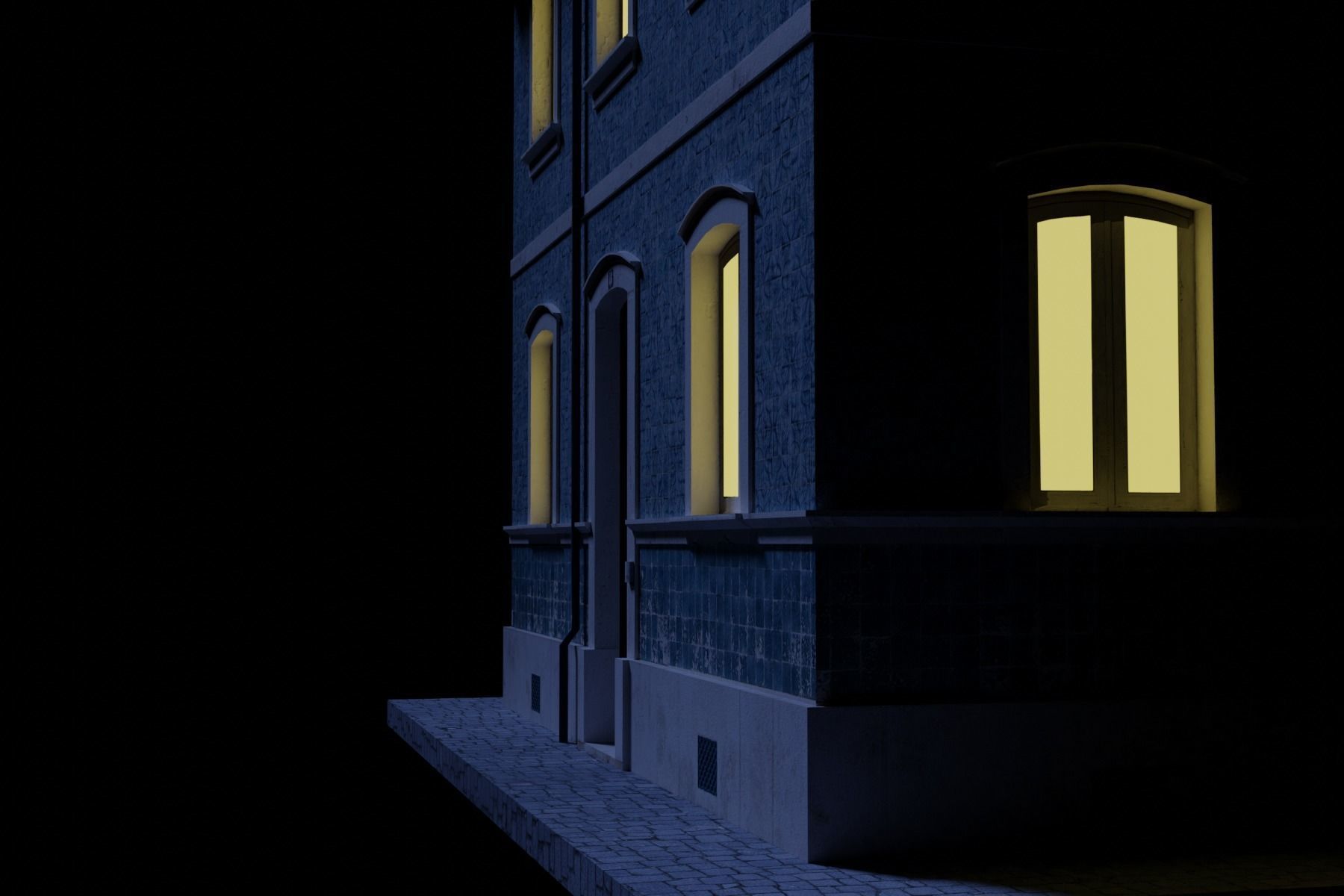 Old Building Low-poly 3D model_34