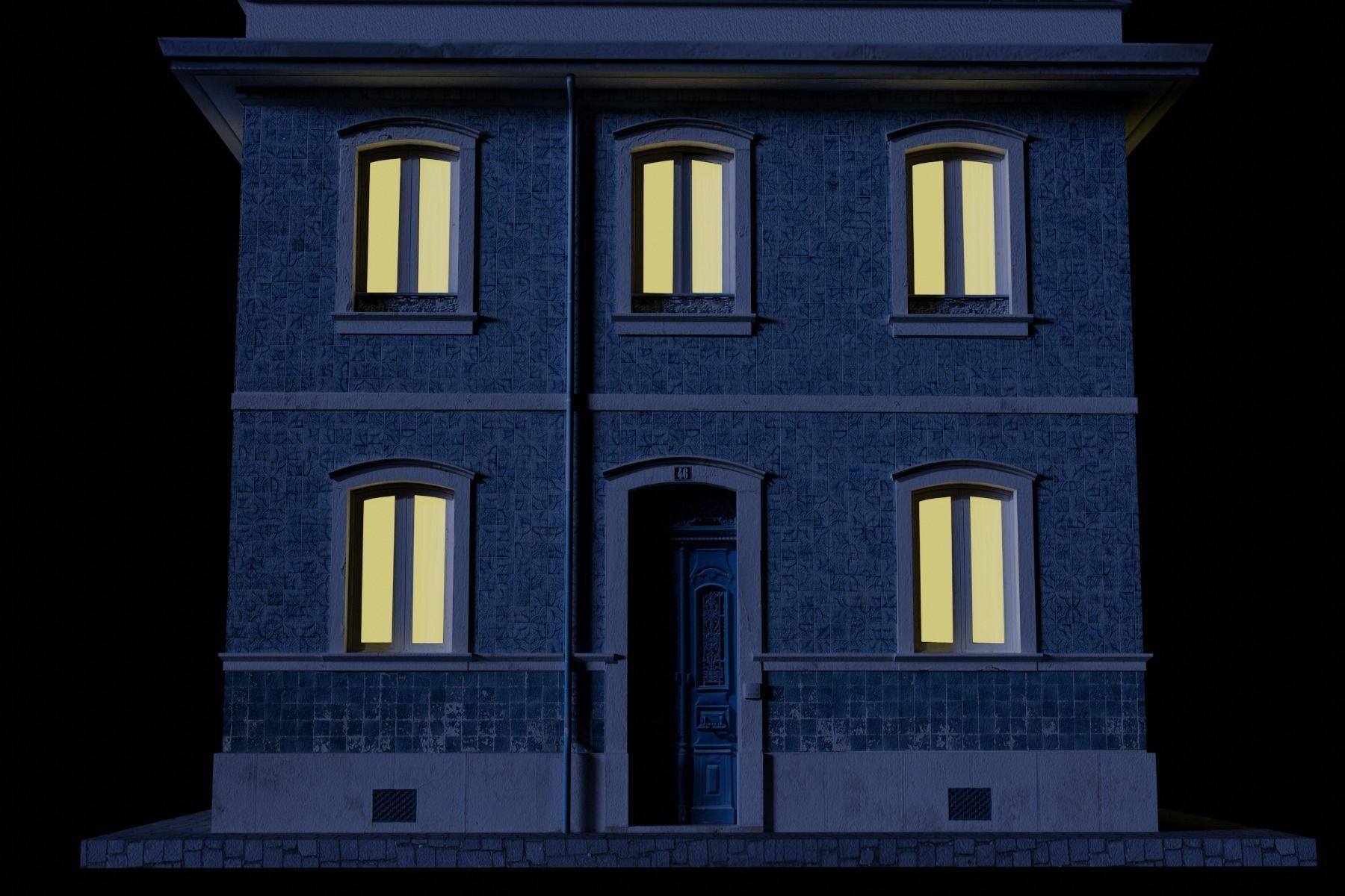 Old Building Low-poly 3D model_30