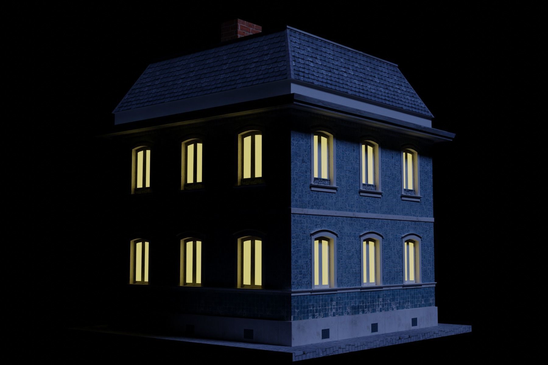 Old Building Low-poly 3D model_21