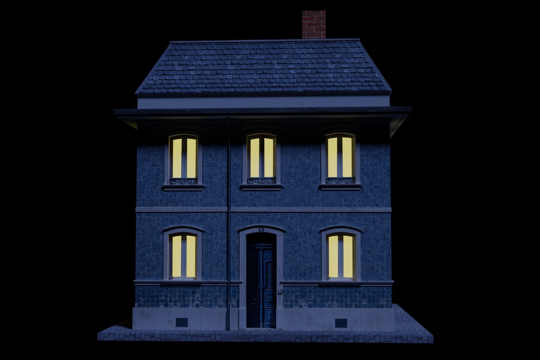 Old Building Low-poly 3D model_23