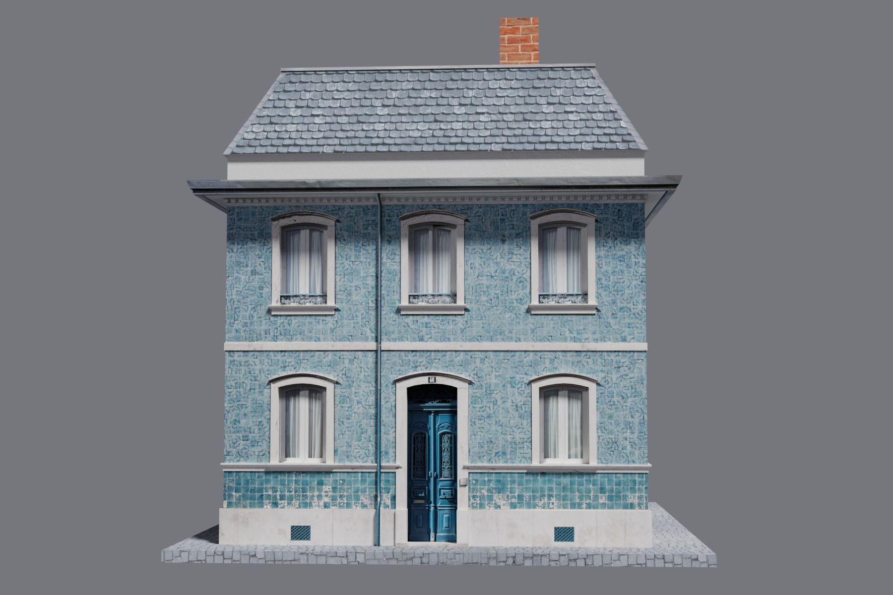 Old Building Low-poly 3D model_5
