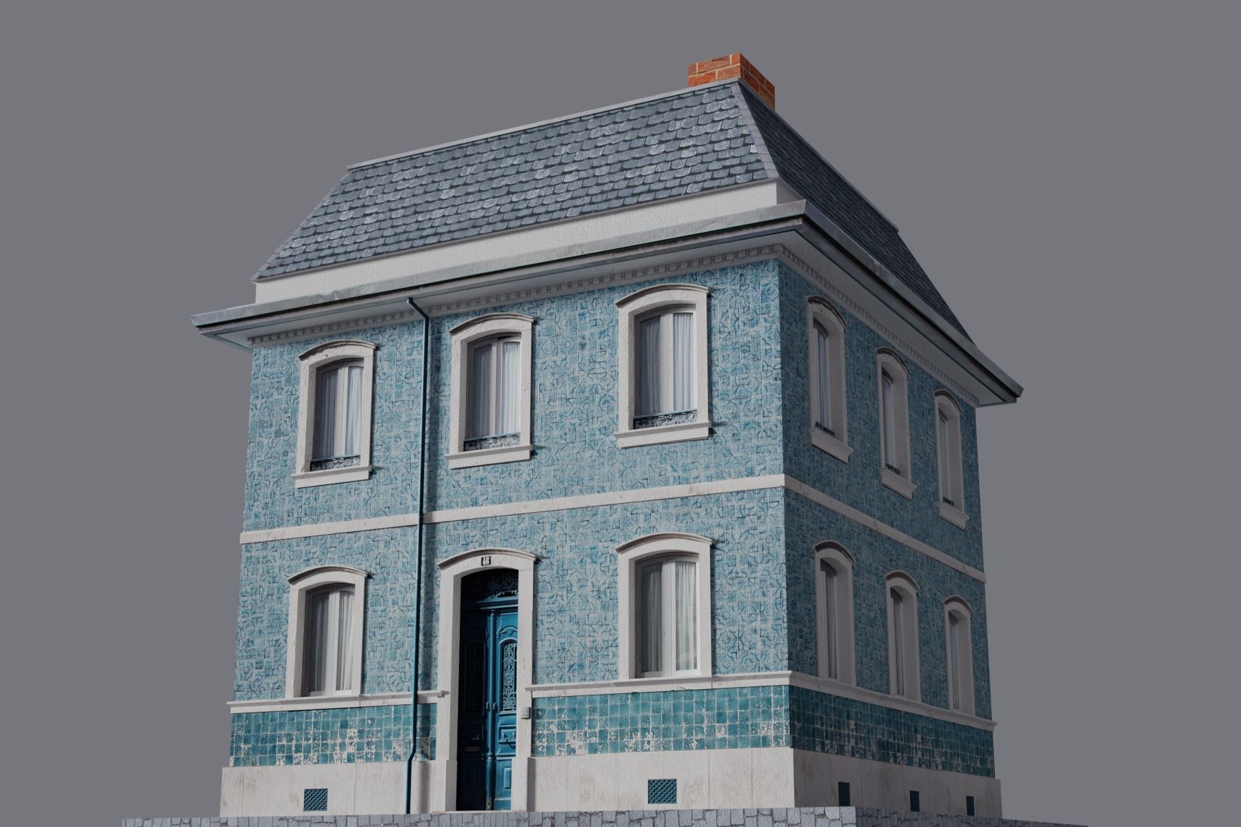 Old Building Low-poly 3D model_11