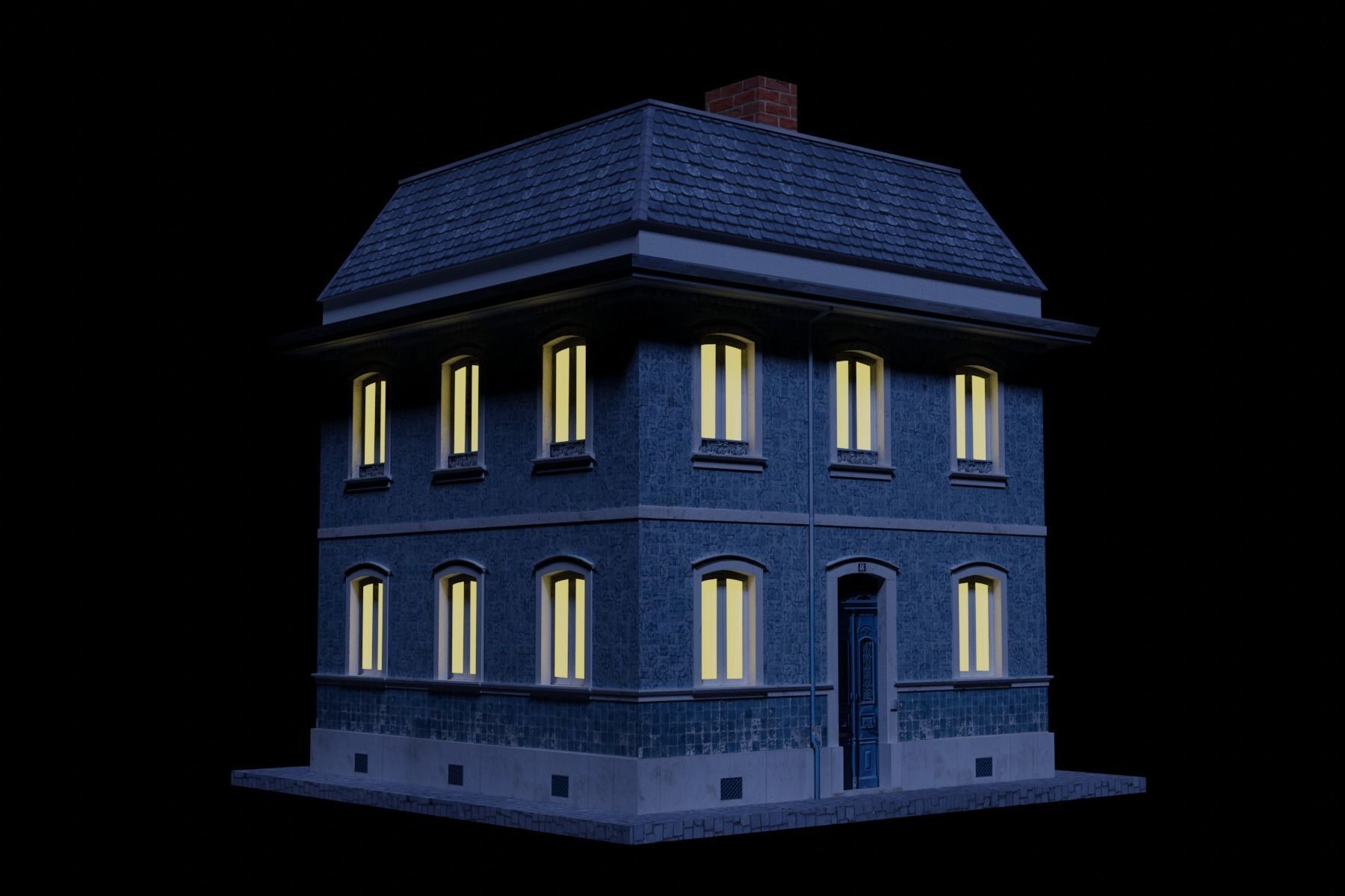 Old Building Low-poly 3D model_20