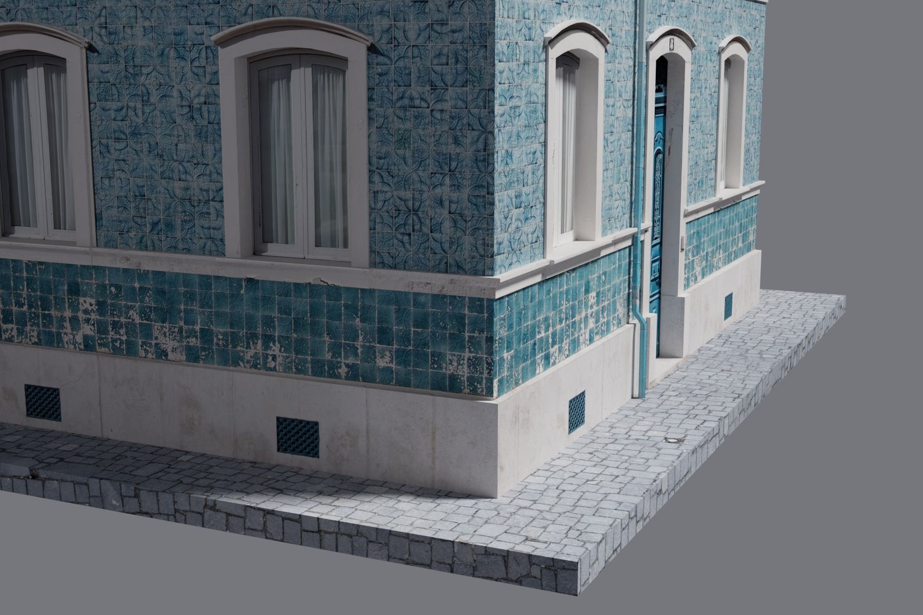 Old Building Low-poly 3D model_8