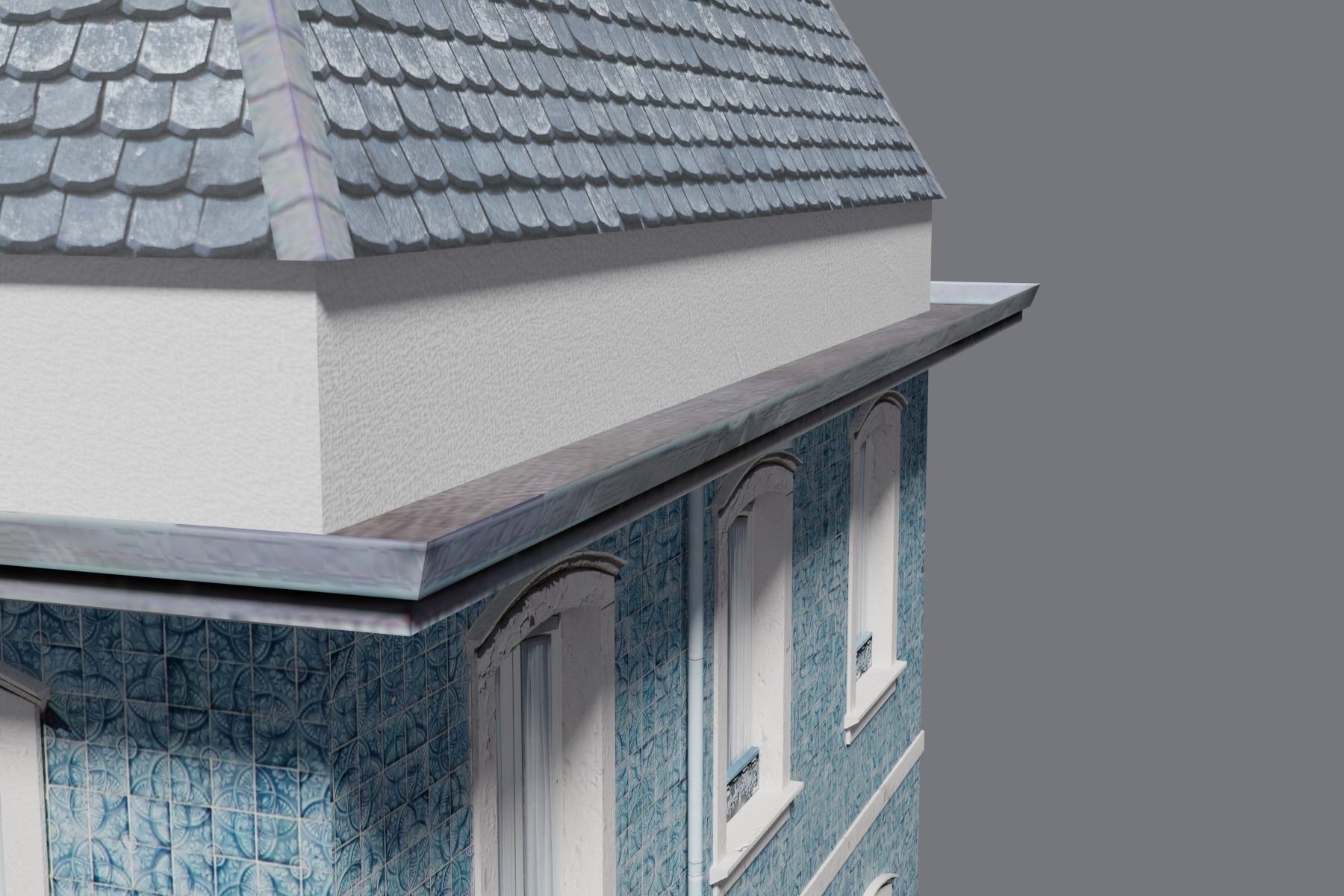 Old Building Low-poly 3D model_14