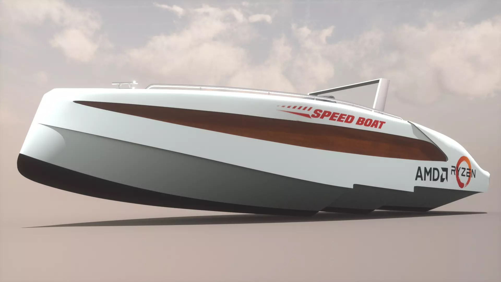 Speed Boat 2 Low-poly 3D model_0