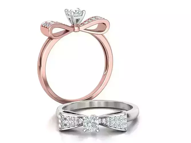 Engagement Bow Knot Diamond Fashion ring 4mm Stone 3D print model