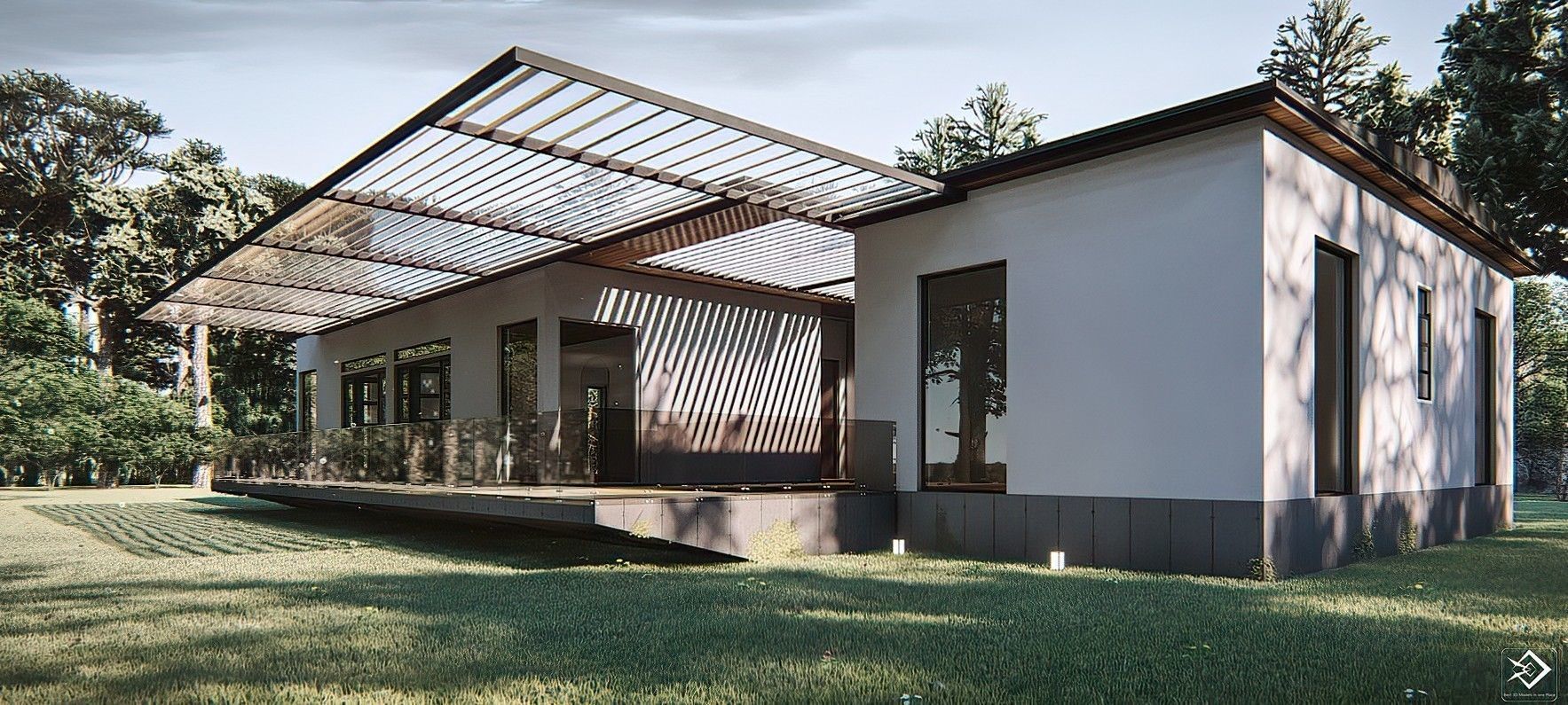 Cabin house Low-poly 3D model_2