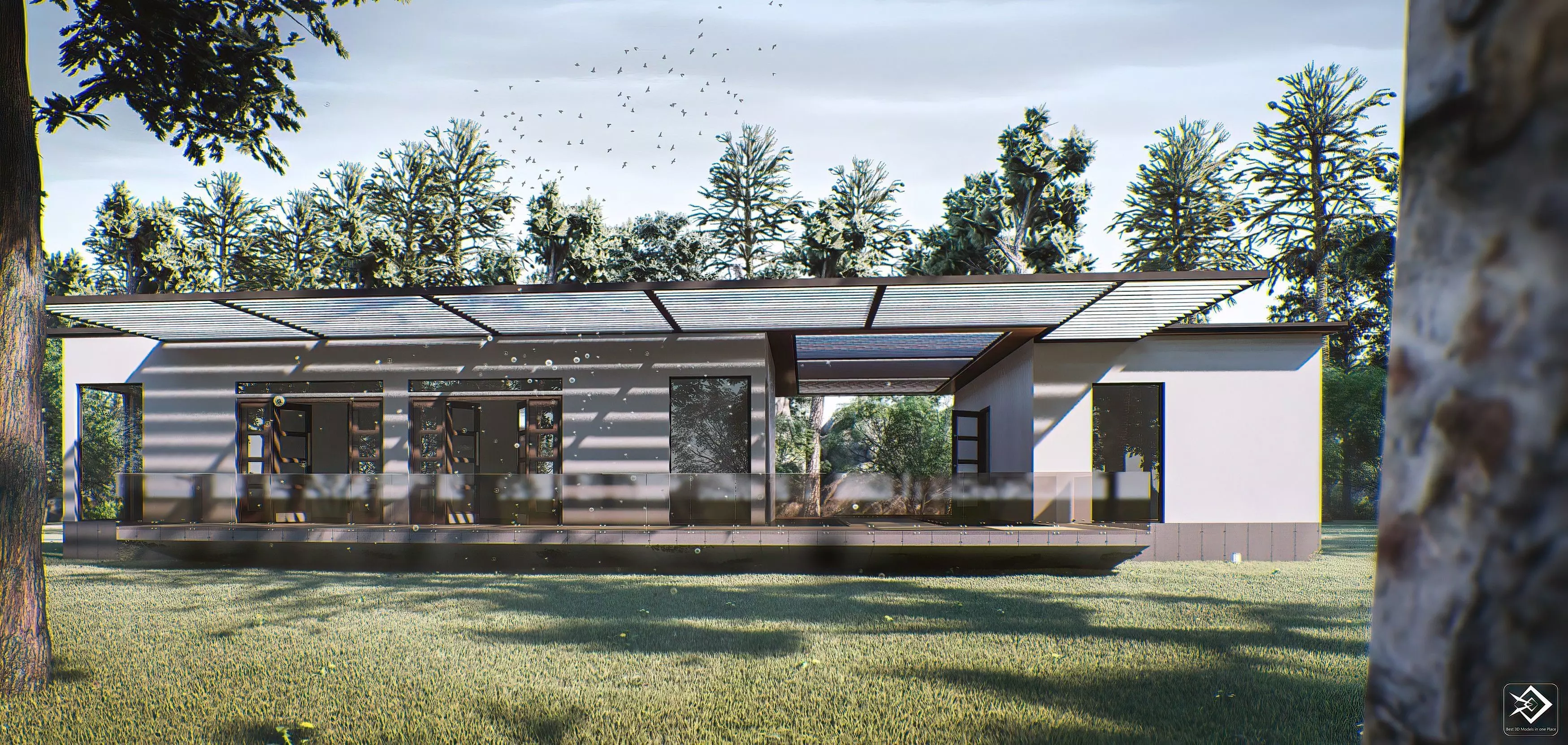 Cabin house Low-poly 3D model_0