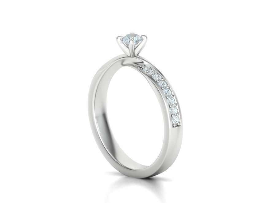 Mobius Engagement Diamond Ring Four Claw design 4mm Stone 3D print model_7