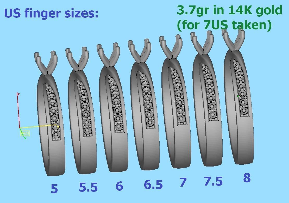 Mobius Engagement Diamond Ring Four Claw design 4mm Stone 3D print model_16