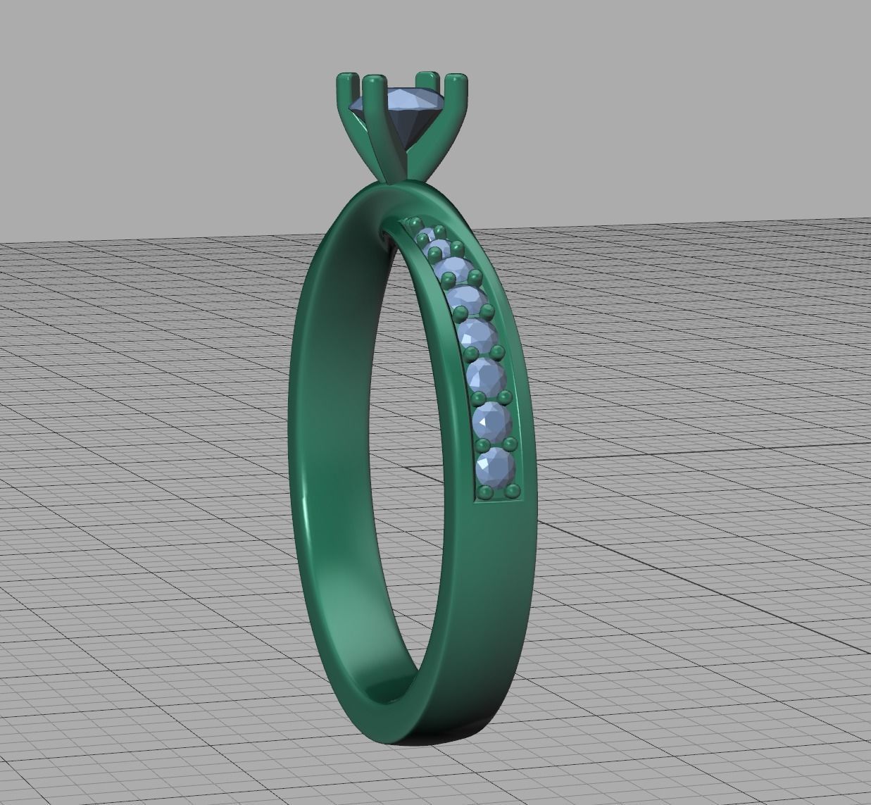 Mobius Engagement Diamond Ring Four Claw design 4mm Stone 3D print model_19