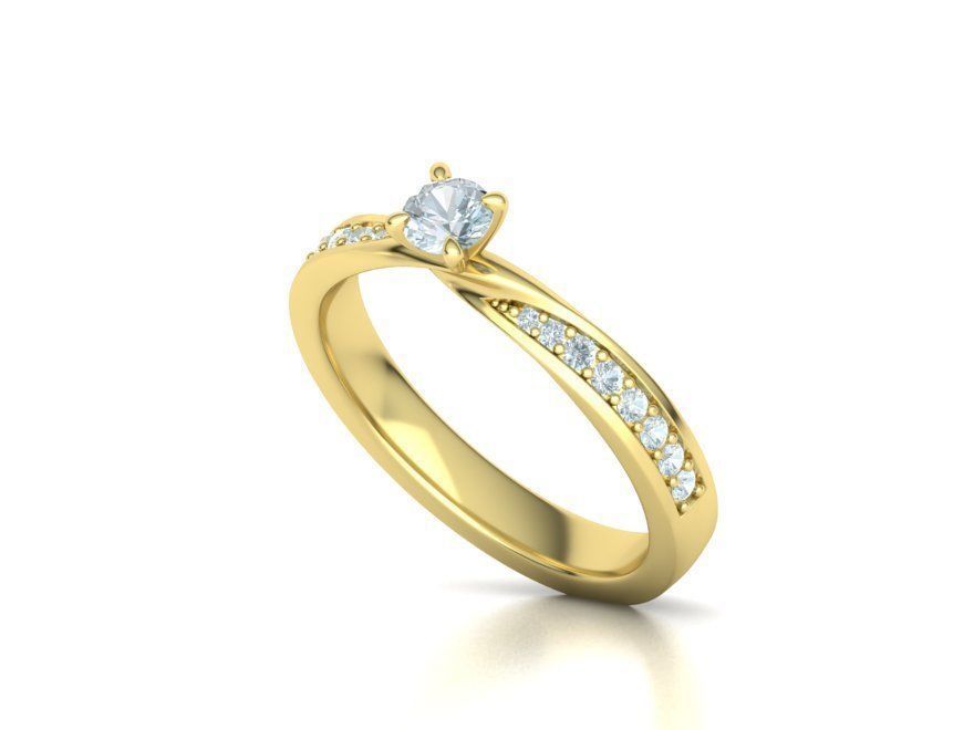 Mobius Engagement Diamond Ring Four Claw design 4mm Stone 3D print model_11