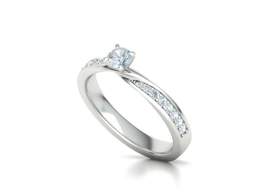 Mobius Engagement Diamond Ring Four Claw design 4mm Stone 3D print model_10