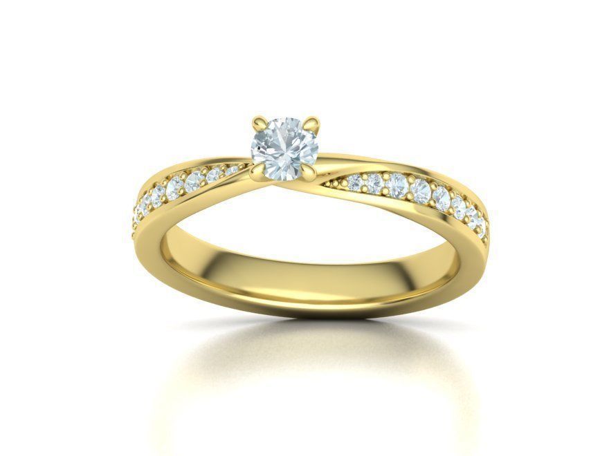 Mobius Engagement Diamond Ring Four Claw design 4mm Stone 3D print model_14