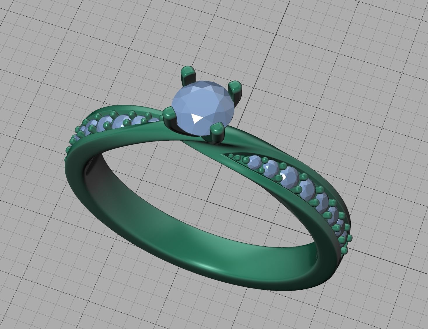 Mobius Engagement Diamond Ring Four Claw design 4mm Stone 3D print model_21