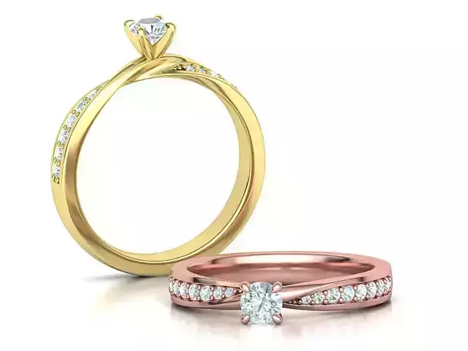 Mobius Engagement Diamond Ring Four Claw design 4mm Stone 3D print model