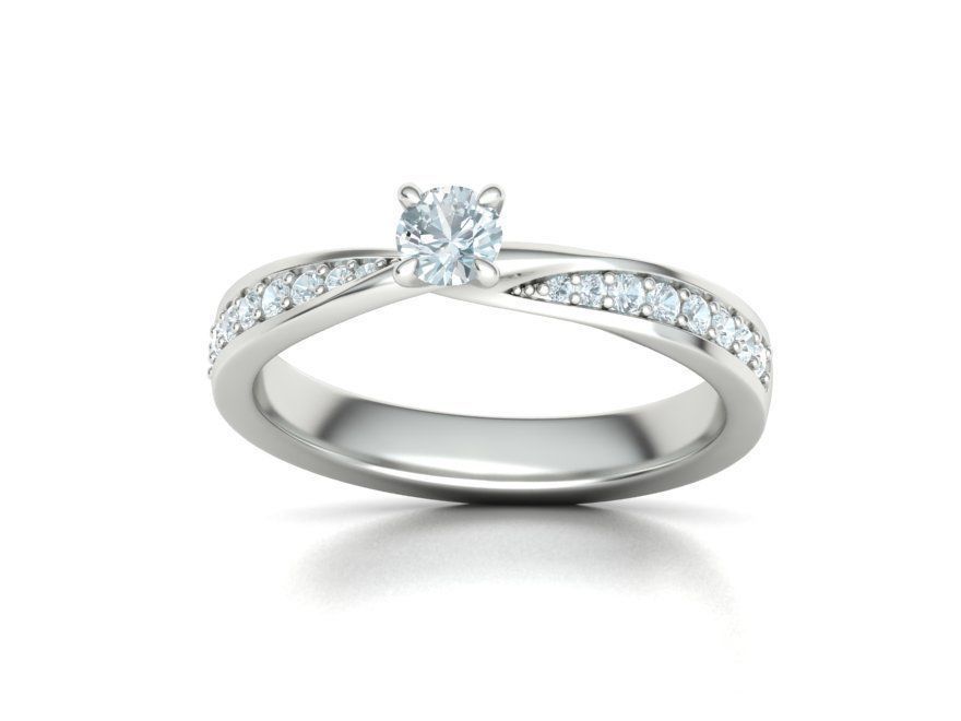 Mobius Engagement Diamond Ring Four Claw design 4mm Stone 3D print model_13