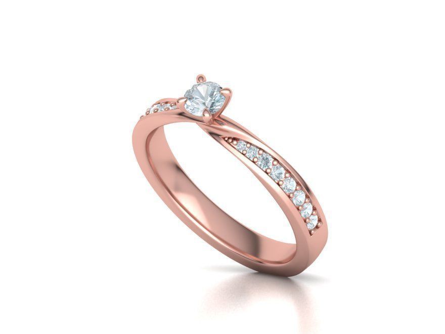 Mobius Engagement Diamond Ring Four Claw design 4mm Stone 3D print model_9