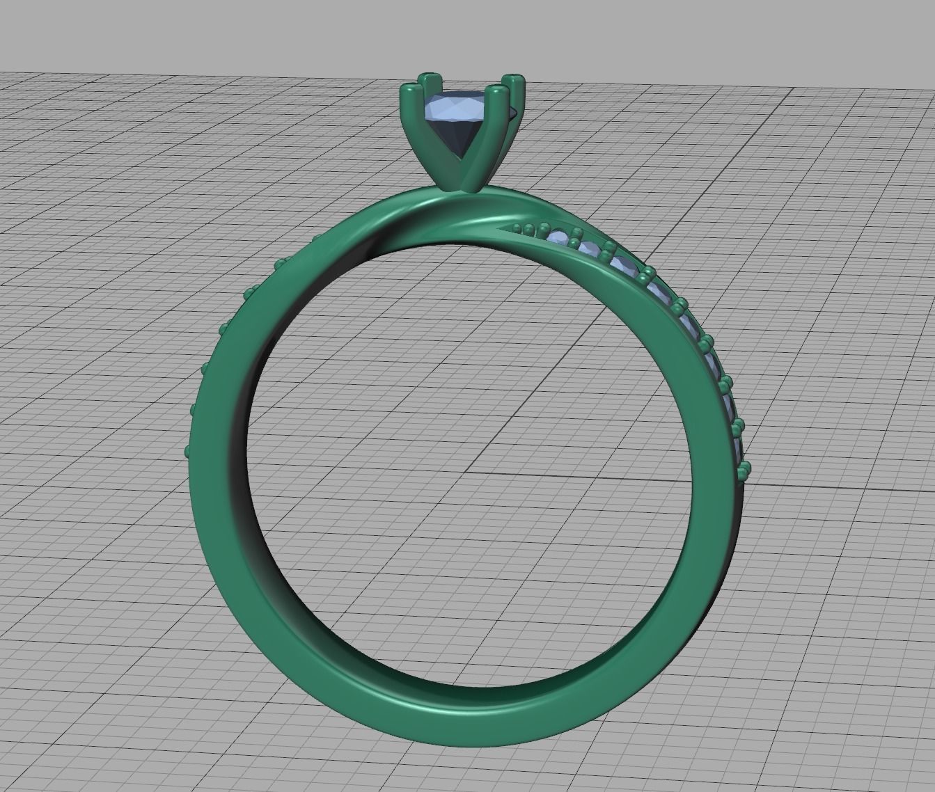Mobius Engagement Diamond Ring Four Claw design 4mm Stone 3D print model_18