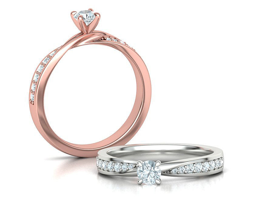 Mobius Engagement Diamond Ring Four Claw design 4mm Stone 3D print model_1