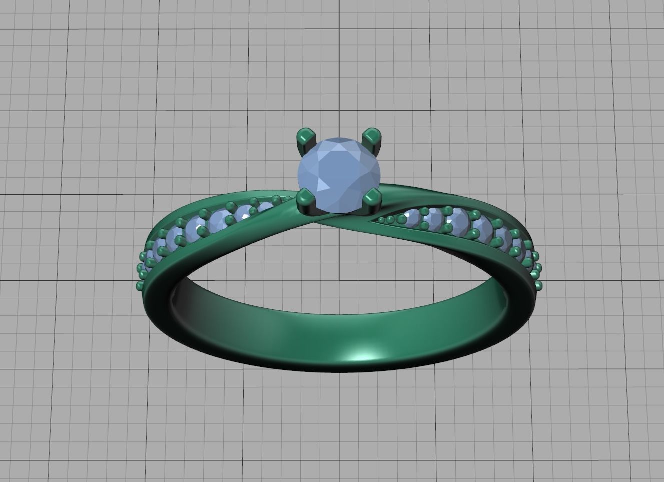 Mobius Engagement Diamond Ring Four Claw design 4mm Stone 3D print model_17